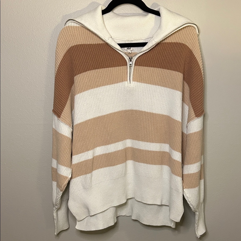 Aerie Multicolor Striped Collared Neck Sweater